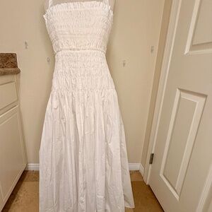 Rebecca Taylor Women's Smocked Poplin Maxi Dress Adjustable Straps Spring Summer